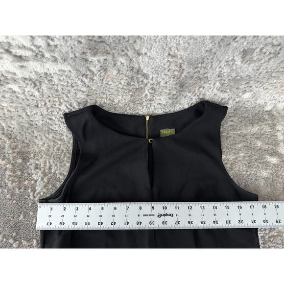 Taylor Size 8 Stretch Mini Sheath Dress Black Sleeveless Zip Round Neck - Picture 6 of 11
